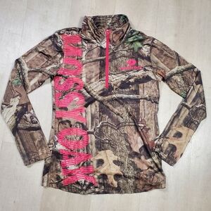 Mossy Oak Break-Up Infinity 1/4-Zip Performance Shirt Womans XL Camo Long Sleeve